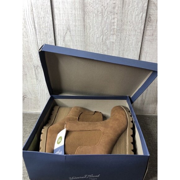 Universal Thread Womens Boots Size 11 Cognac Brown Linda Ankle Bootie Slip On - Picture 7 of 8